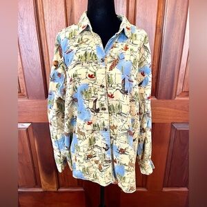 Vtg David Brooks Shirt NATIONAL PARKS, Map,Yellowstone Size 18/ Medium RARE!!